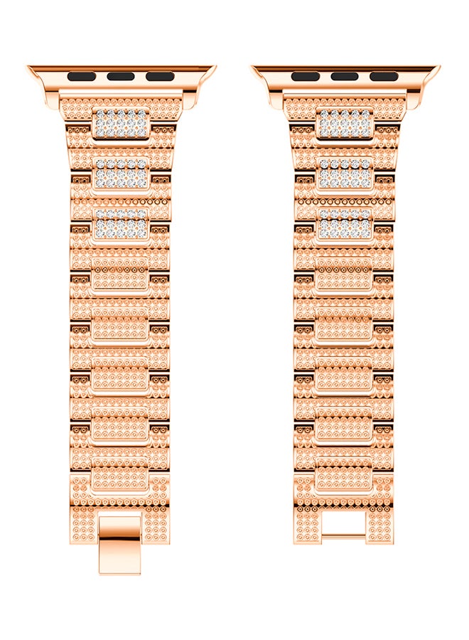 آيسانك سوار معصم بديل مرصع بالكريستال اللامع لساعة أبل ووتش سيريس 3/2/1. ذهبي وردي - Image 2