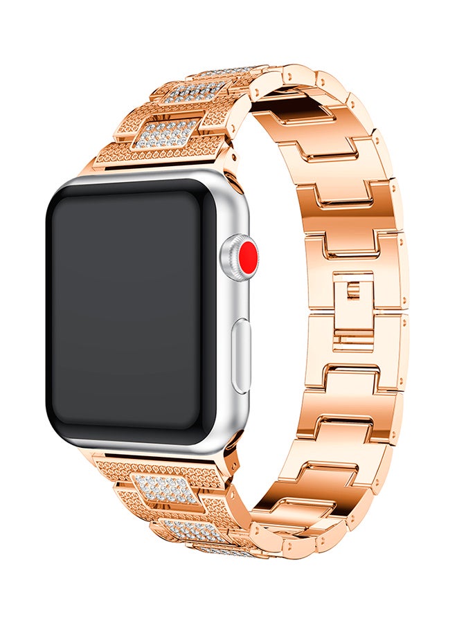 آيسانك سوار معصم بديل مرصع بالكريستال اللامع لساعة أبل ووتش سيريس 3/2/1. ذهبي وردي - Image 4