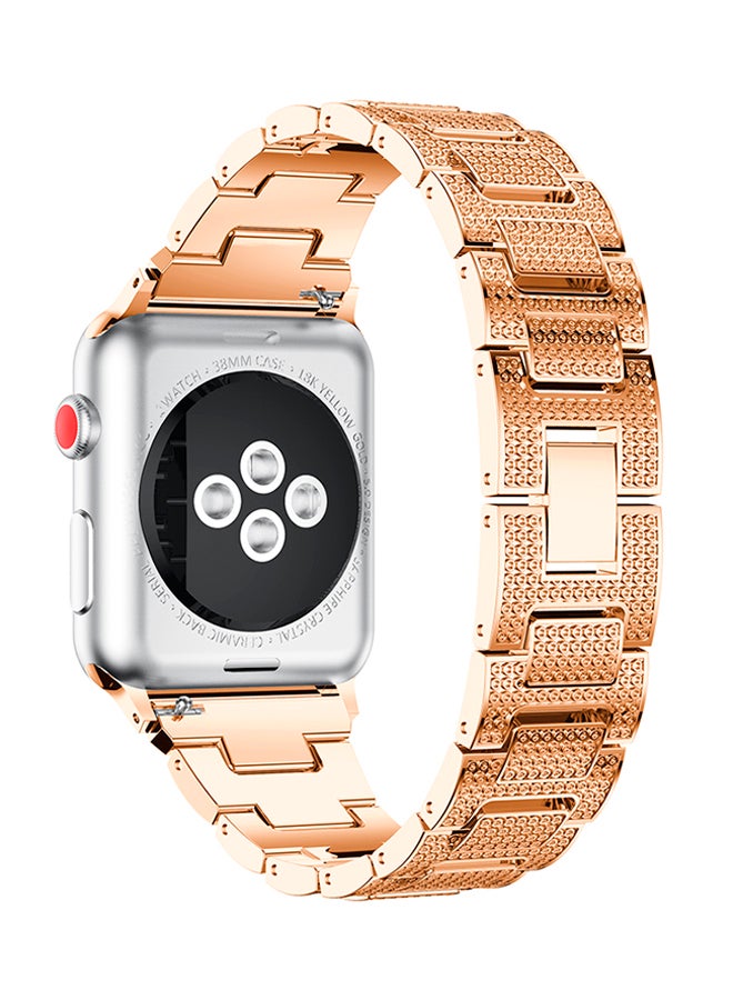 آيسانك سوار معصم بديل مرصع بالكريستال اللامع لساعة أبل ووتش سيريس 3/2/1. ذهبي وردي - Image 3