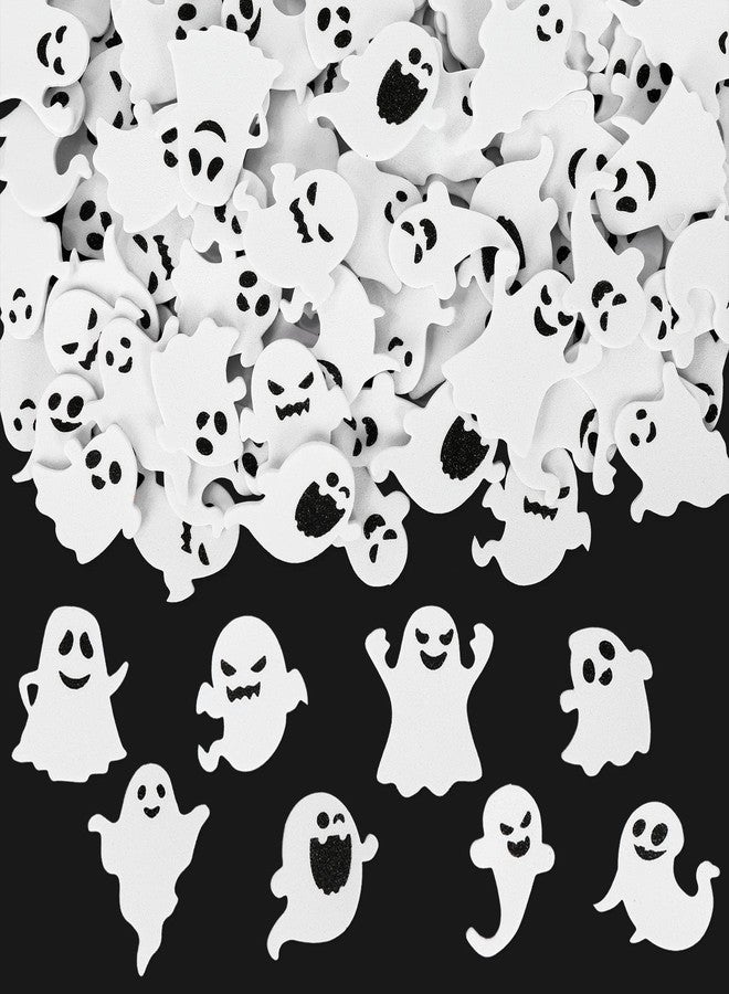 Whaline 160Pcs Halloween Ghost Foam Stickers 8 Styles Self Adhesive Sticker White Black Cute Funny Ghost Shape Craft Foam Stickers for Kids Halloween Party DIY Art Crafts Home Decoration - Image 1
