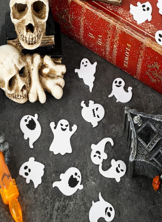 Whaline 160Pcs Halloween Ghost Foam Stickers 8 Styles Self Adhesive Sticker White Black Cute Funny Ghost Shape Craft Foam Stickers for Kids Halloween Party DIY Art Crafts Home Decoration - Image 5