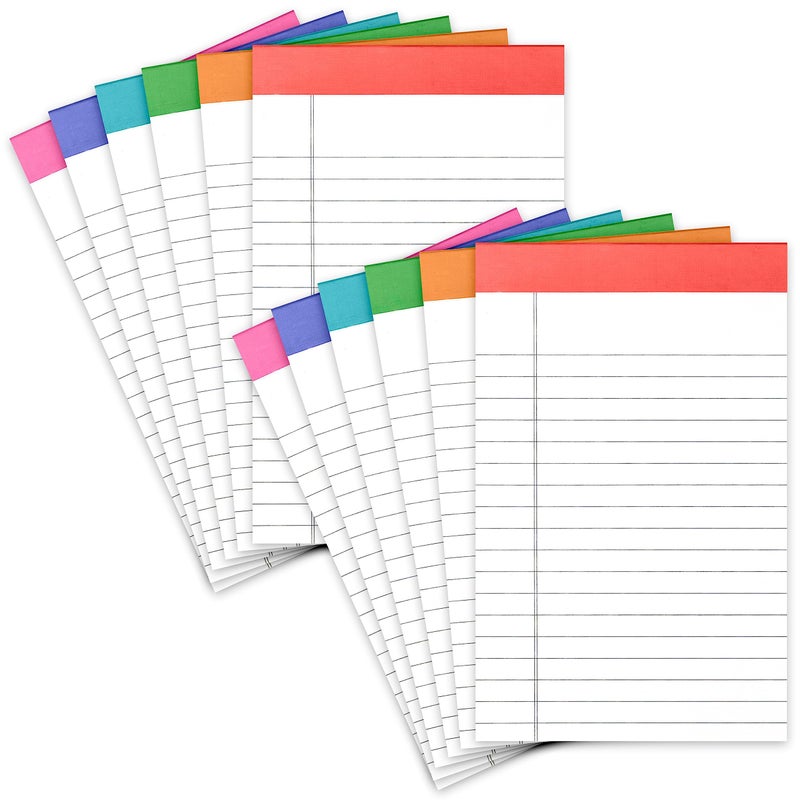 PAPERAGE Lined Legal Pads, (Rainbow), 12 Pack Note Pads, 50 Sheets Each, Wide/Legal Ruled, Note Pads, Paper, 5 inches x 8 inches - Image 1