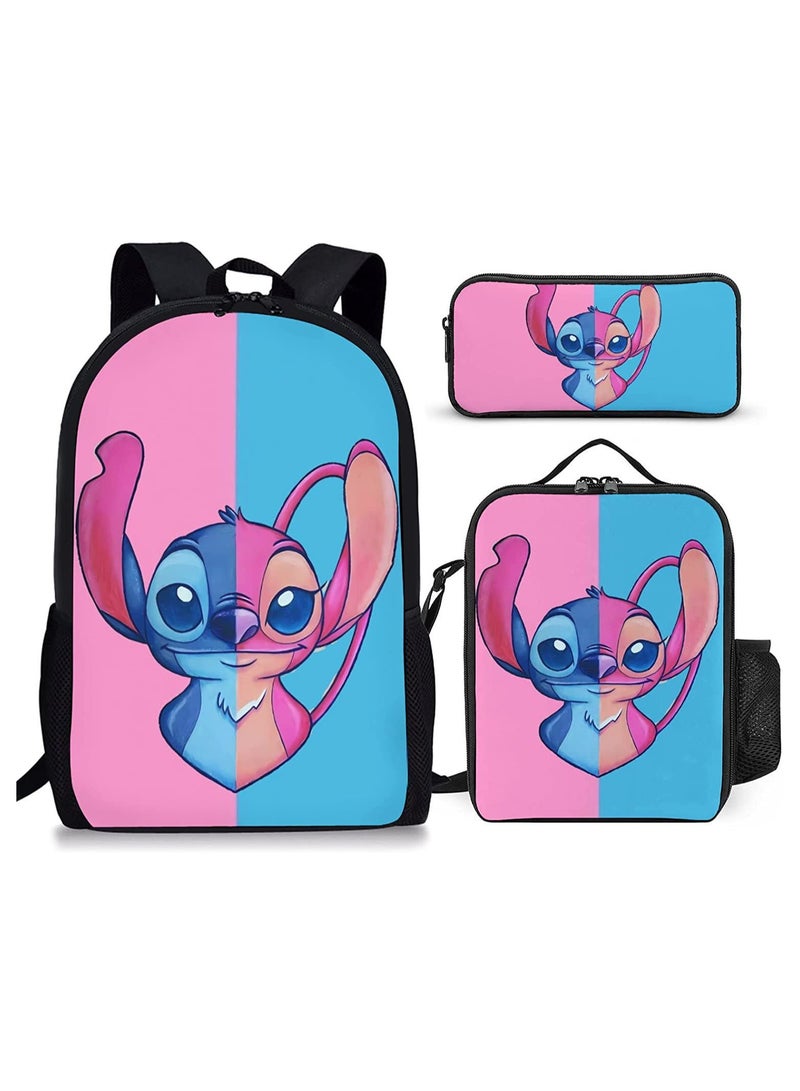 ستيتش حقيبة ظهر من ستيتش مكونة من ثلاث قطع لطلاب المدارس الابتدائية والثانوية 29*42*16 سم