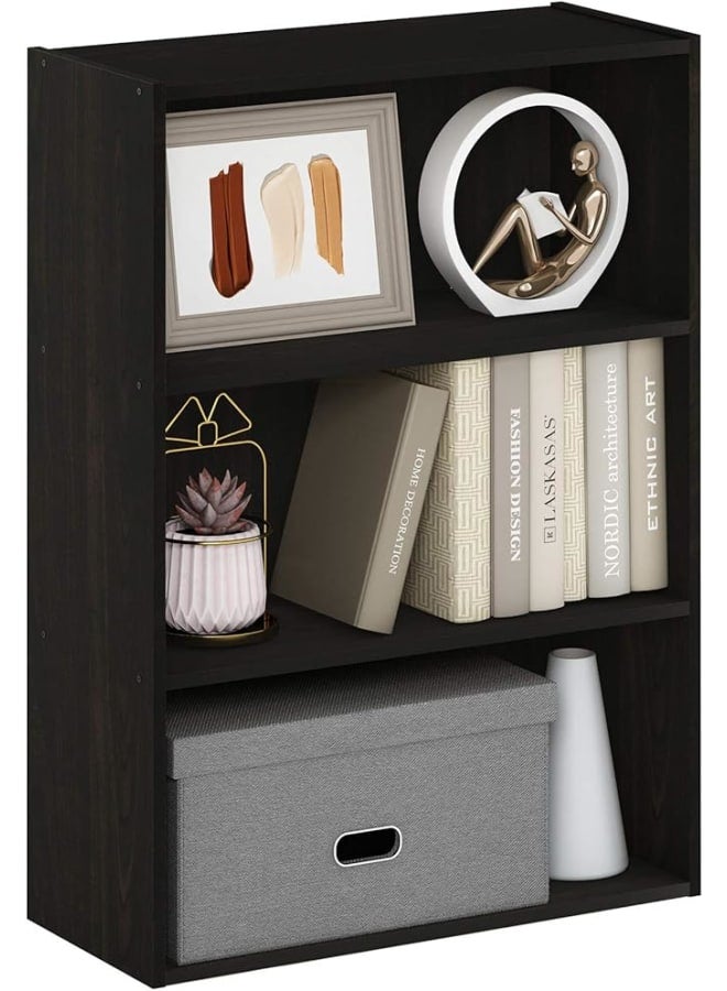 مودرن هوم خزانة كتب باسير ذات 3 أرفف مفتوحة، حل تخزين كلاسيكي وبسيط للكتب والديكور، مثالية لأي غرفة، متوفرة بلمسة نهائية غنية وأنيقة بلون الإسبريسو. - Image 1