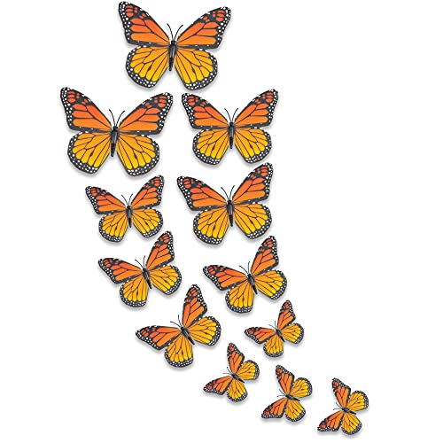 Yzurbu 24pcs Monarch Butterfly Decor, Yellow Artificial Fake Butterflies Decorations for Fall Autumn Craft, Halloween, Thanksgiving, Christmas - Image 1