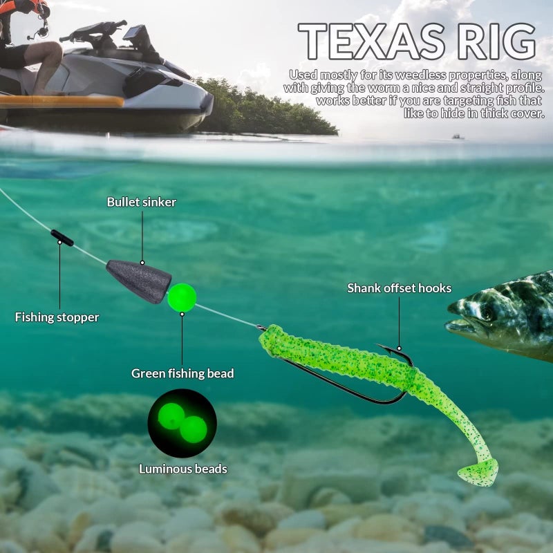 THKFISH Fishing Tackle Kit Drop Shot Weights Bullet sinkersDrop Shot Rig Texas Rig Carolina Rig Weighted Offset Hooks Wacky Hooks 123pcs - Image 3