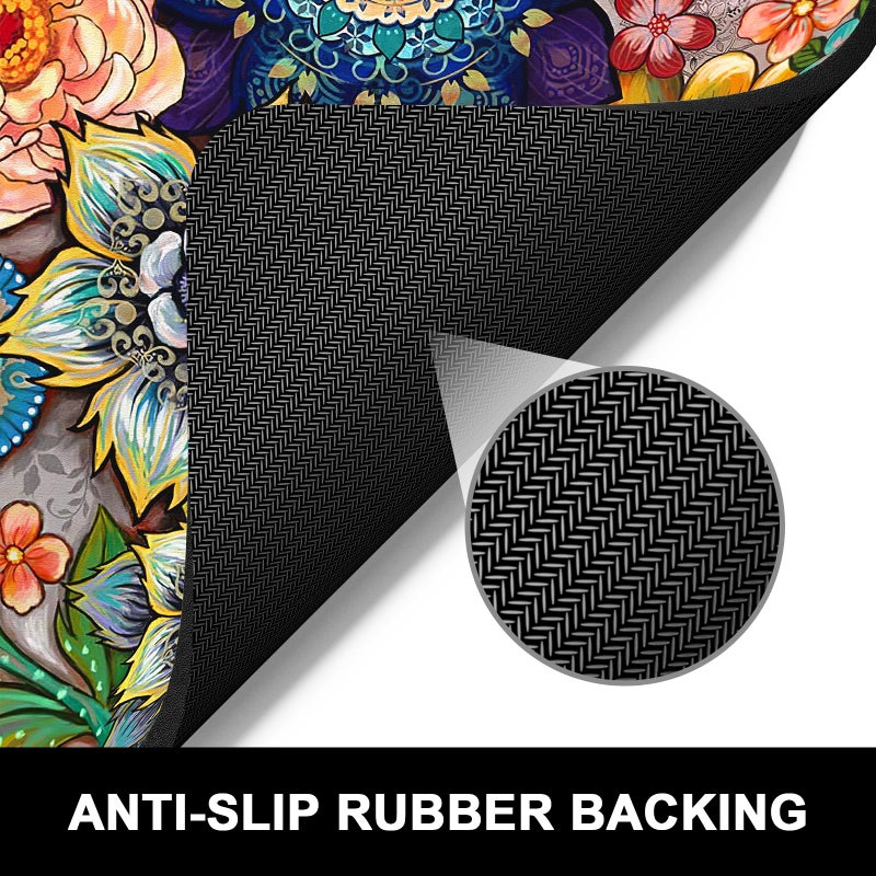 Rnivvi Dish Drying Mat for Kitchen Counter, 16 x 18" Cute Flower Theme Absorbent Heat Resistant Drying Pad with Non-slip Rubber, Coffee Bar Mats for Coffee Machine Dish Rack, Mandala Floral - Image 5