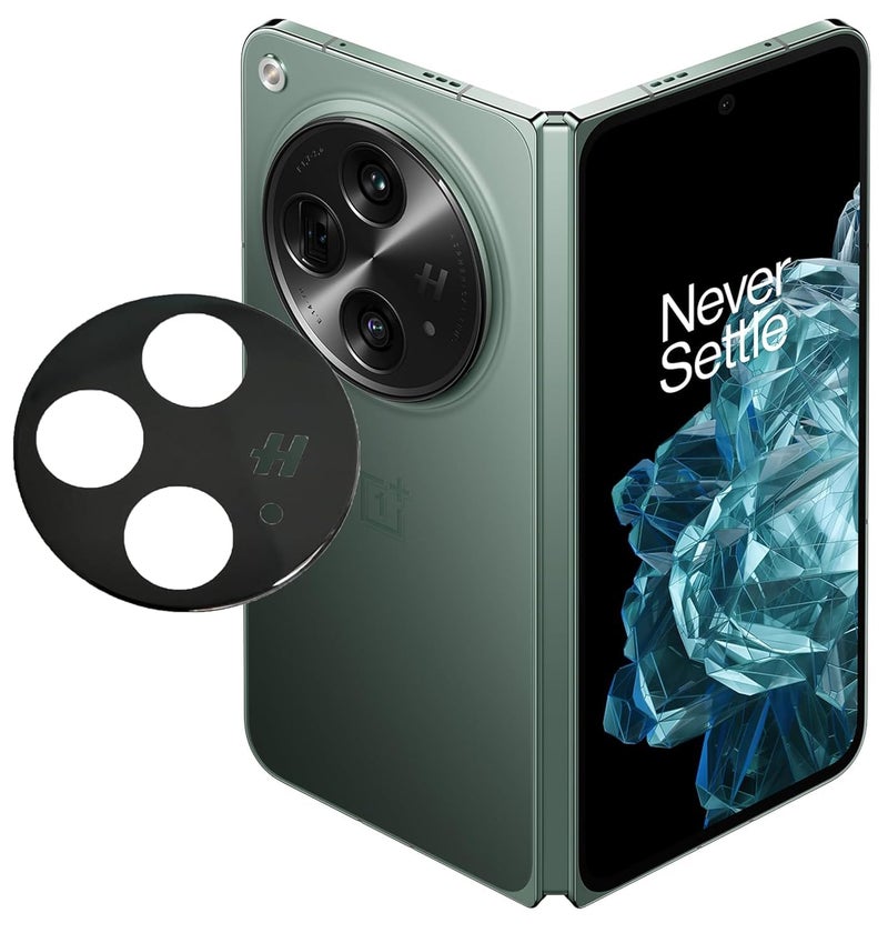 FabeKee Glass Camera Lens Protector For OnePlus Open [9H Hardness] [6D Lens Protector ] [Easy Installation] Black - Image 1