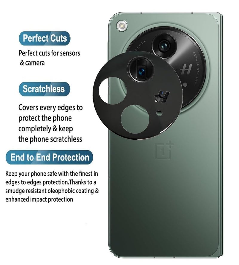FabeKee Glass Camera Lens Protector For OnePlus Open [9H Hardness] [6D Lens Protector ] [Easy Installation] Black - Image 2