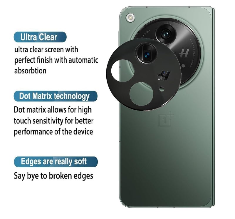 FabeKee Glass Camera Lens Protector For OnePlus Open [9H Hardness] [6D Lens Protector ] [Easy Installation] Black - Image 3
