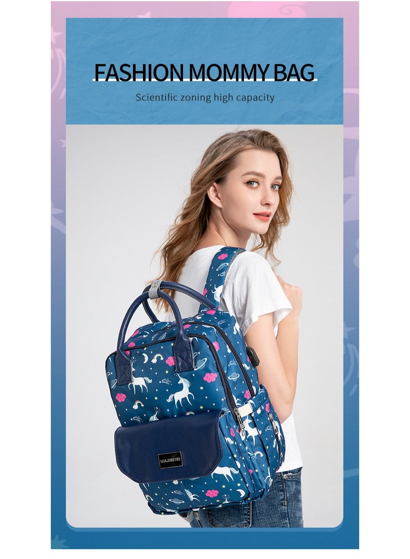 141 Mummy Maternity Diaper Elegant Waterproof Multifunctional large capacity backpack bag with USB Charging output - Pink