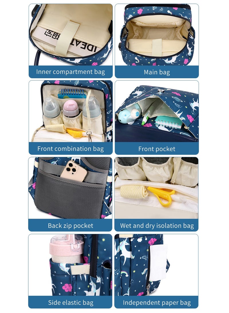 141 Mummy Maternity Diaper Elegant Waterproof Multifunctional large capacity backpack bag with USB Charging output - Pink