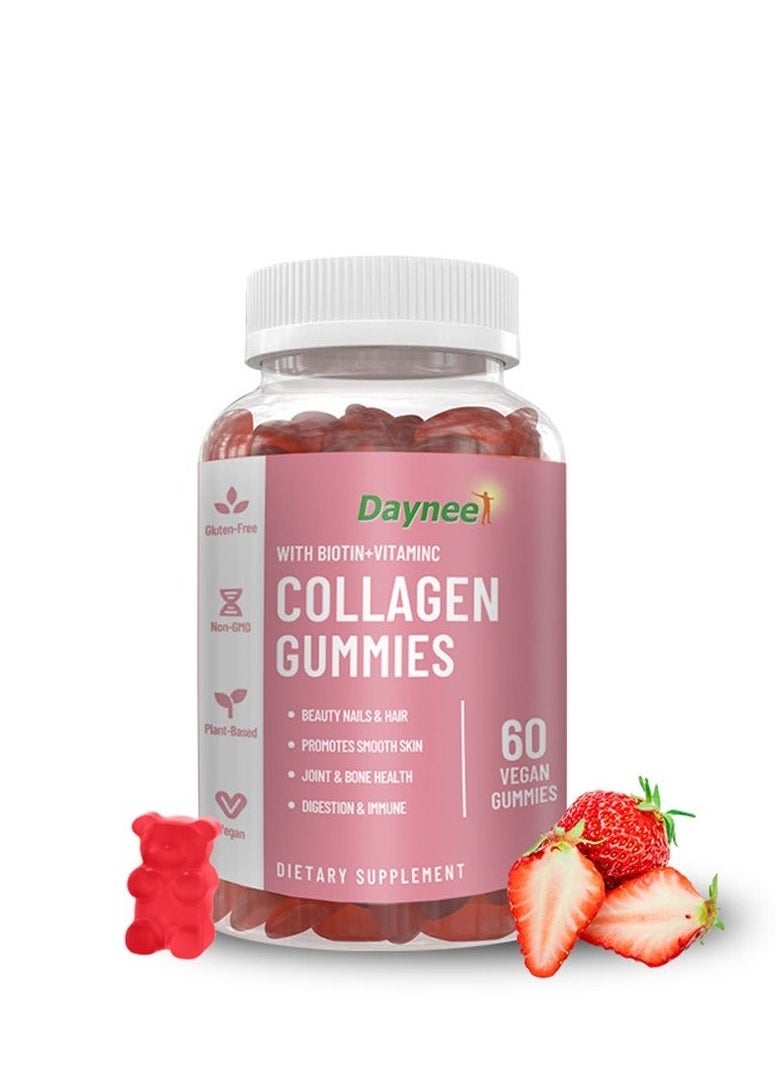 Daynee - 60 Vegan Gummies Collagen Gummies，Beauty Nails & Hair，Promotes Smooth Skin，Joint & Bone Health，Digestion & Immune - Image 1