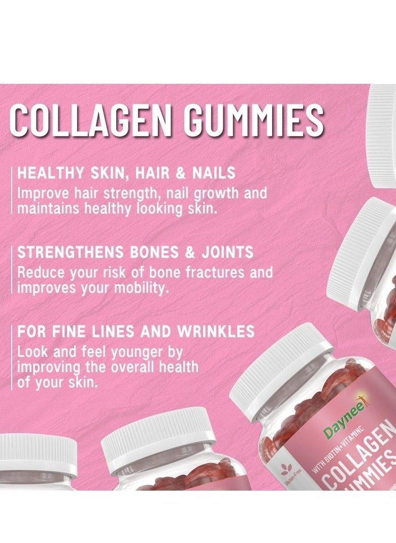 Daynee - 60 Vegan Gummies Collagen Gummies，Beauty Nails & Hair，Promotes Smooth Skin，Joint & Bone Health，Digestion & Immune - Image 1