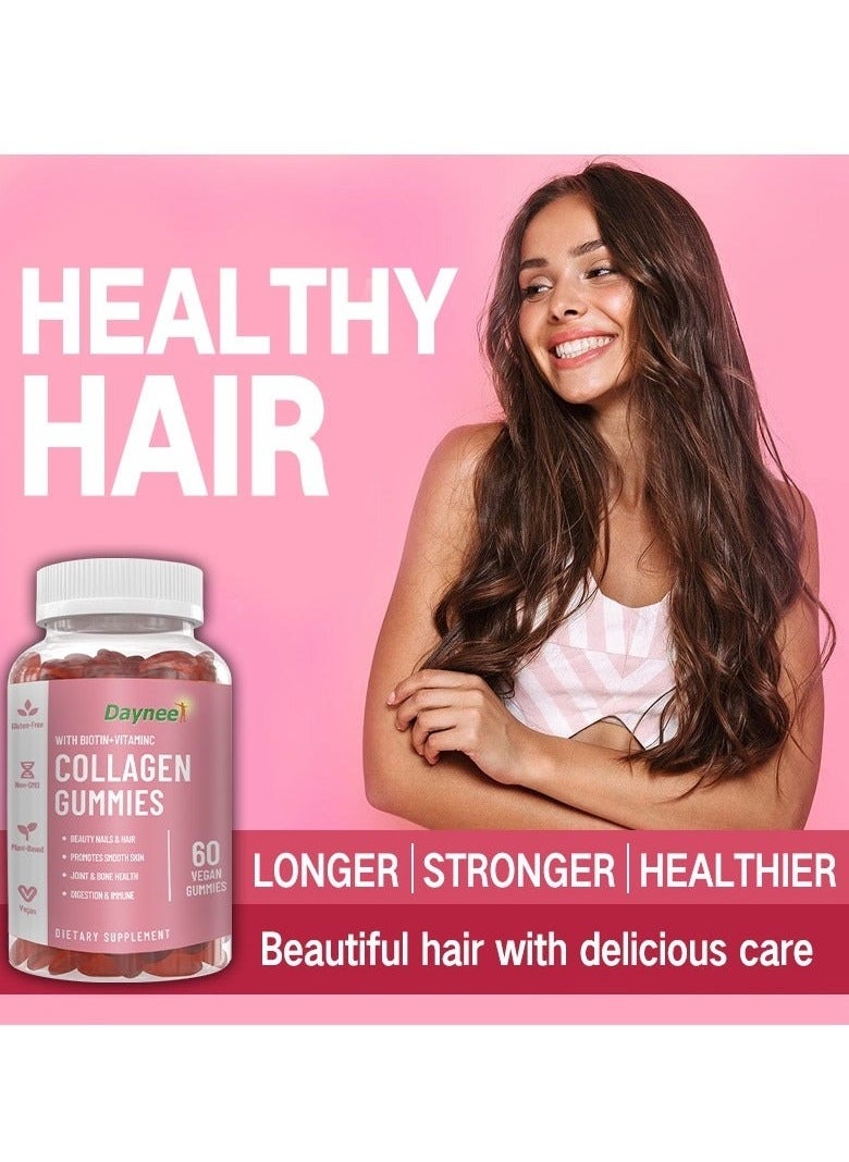 Daynee - 60 Vegan Gummies Collagen Gummies，Beauty Nails & Hair，Promotes Smooth Skin，Joint & Bone Health，Digestion & Immune - Image 1