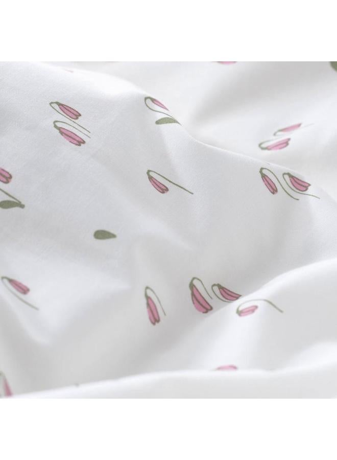 erorex Duvet cover 1 pillowcase for cot, white/floral pattern, 110x125/35x55 cm - Image 2