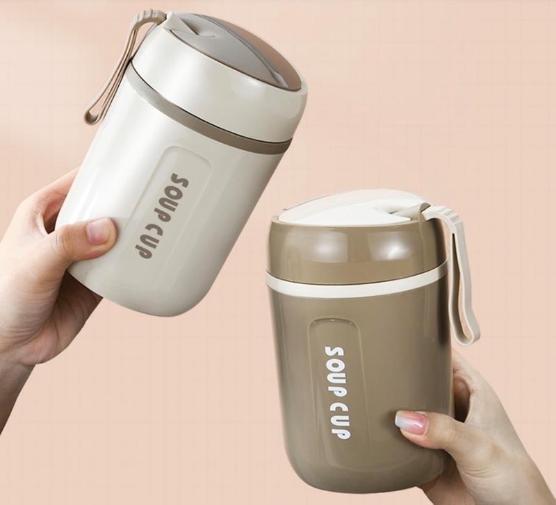 Homies HOMIES Stainless Steel Soup Cup Bowl with Lid Spoon Holder Souptok Maggi Bowl Noodles Pasta Bowl Mug Hot Containers for Lunch Thermoses 480ml Multicolor - Image 3