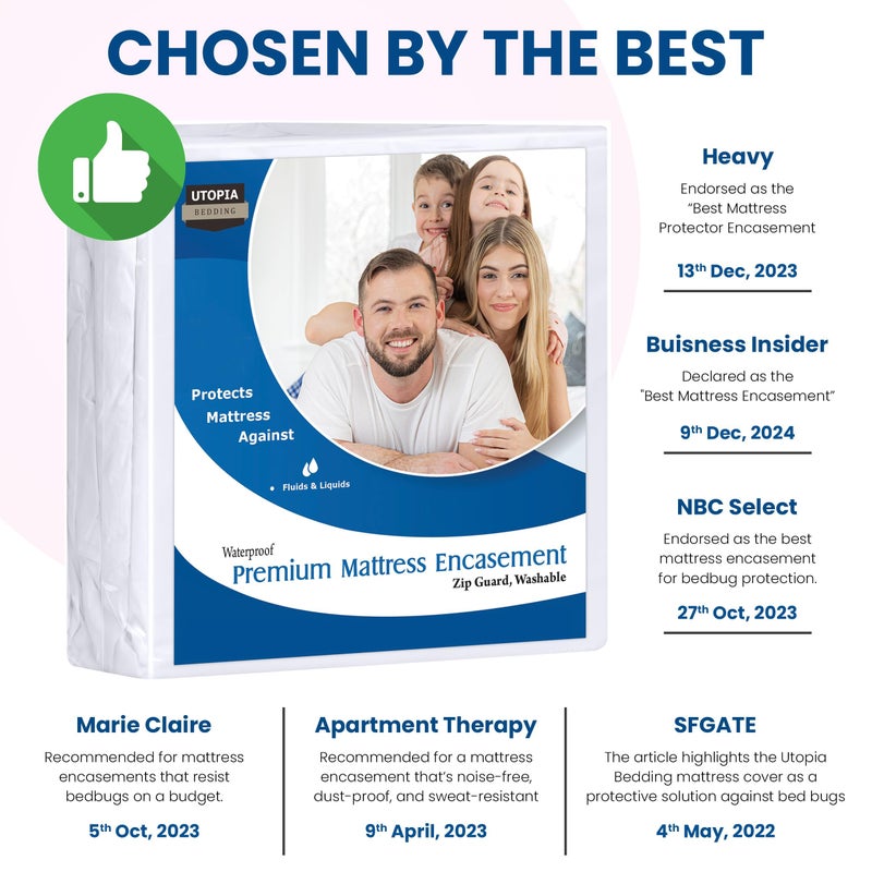Utopia Bedding Premium Waterproof Bed Bug Mattress Cover, King Zippered Mattress Protector, 14 Inches Deep, Dust Mite Proof 6-Sided Mattress Encasement for Bed - Image 3