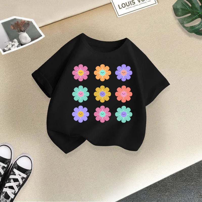 Girls' Short-Sleeved T-Shirt Cotton 2026 New Style Children'S Cartoon Print Half-Sleeve Girls' Korean Style Trendy Children'S Clothing - Image 1