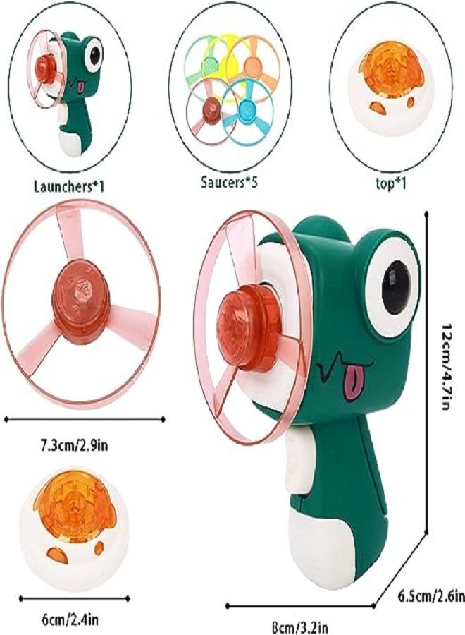 Disc Launcher Toys 4 Flying Saucer 1 Luminous Aerial Toy Sky Spinning For Kids Early Development Gyro For Children Party Outdoor And Indoor - Image 2