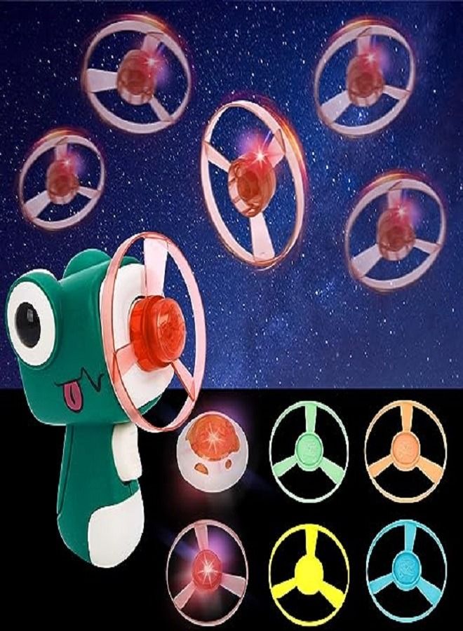 Disc Launcher Toys 4 Flying Saucer 1 Luminous Aerial Toy Sky Spinning For Kids Early Development Gyro For Children Party Outdoor And Indoor - Image 4