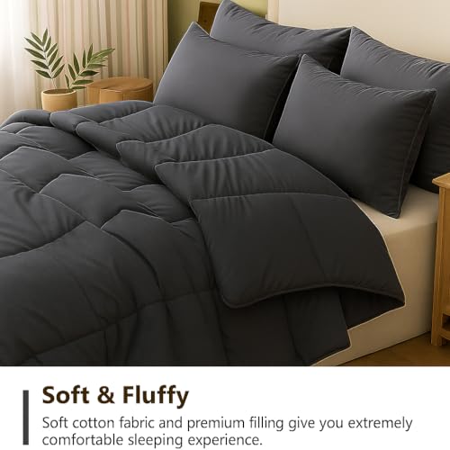Bhoomi Impex Bed Comforter - Double Size - Dark Grey 300 GSM Quilt Blanket Rajai – Winter Warm Down Alternative Duvet Insert with Corner Ties - Image 3