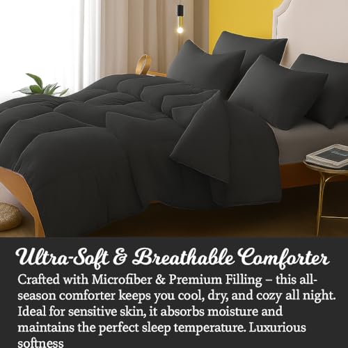 Bhoomi Impex Bed Comforter - Double Size - Dark Grey 300 GSM Quilt Blanket Rajai – Winter Warm Down Alternative Duvet Insert with Corner Ties - Image 4