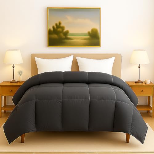 Bhoomi Impex Bed Comforter - Double Size - Dark Grey 300 GSM Quilt Blanket Rajai – Winter Warm Down Alternative Duvet Insert with Corner Ties - Image 2