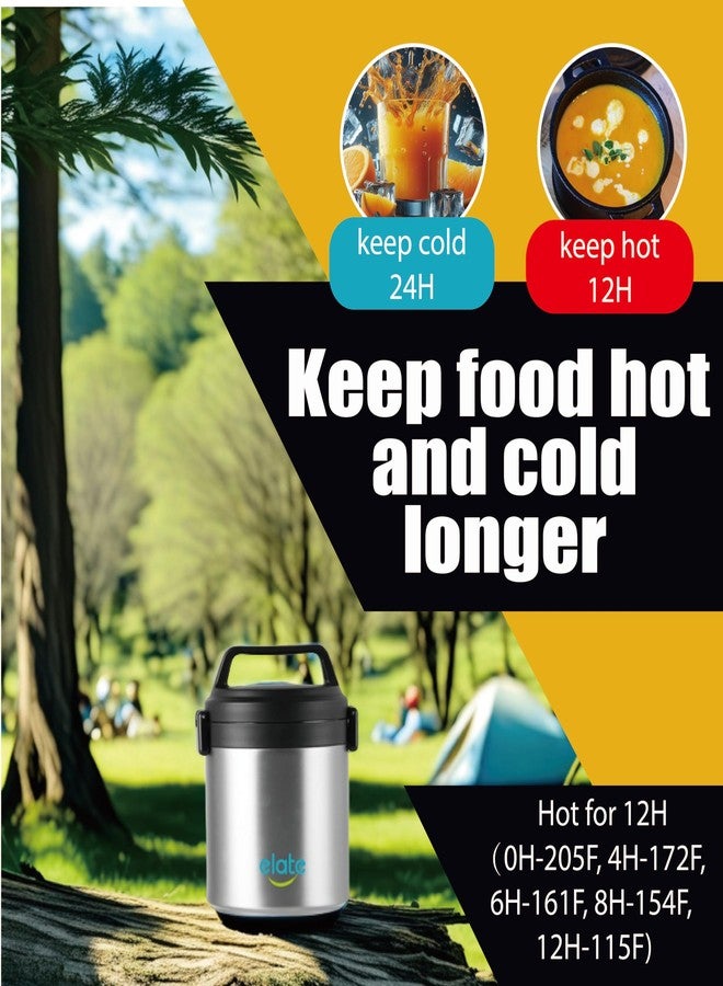 Elate 2-Quart Thermos Food Jar for Hot Food | 64oz Stainless Steel Vacuum-Insulated Camp Crock, Wide-Mouth Thermal Food Container, Portable Lunch Pot for Outdoor, Camping, Picnics, Trips, Potlucks - Image 2