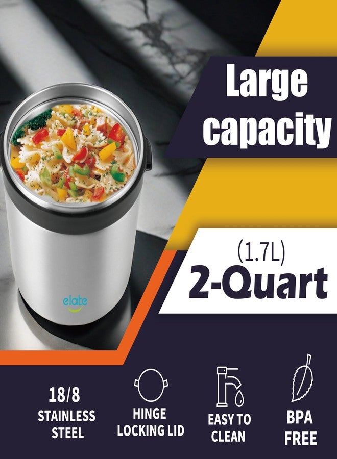Elate 2-Quart Thermos Food Jar for Hot Food | 64oz Stainless Steel Vacuum-Insulated Camp Crock, Wide-Mouth Thermal Food Container, Portable Lunch Pot for Outdoor, Camping, Picnics, Trips, Potlucks - Image 5