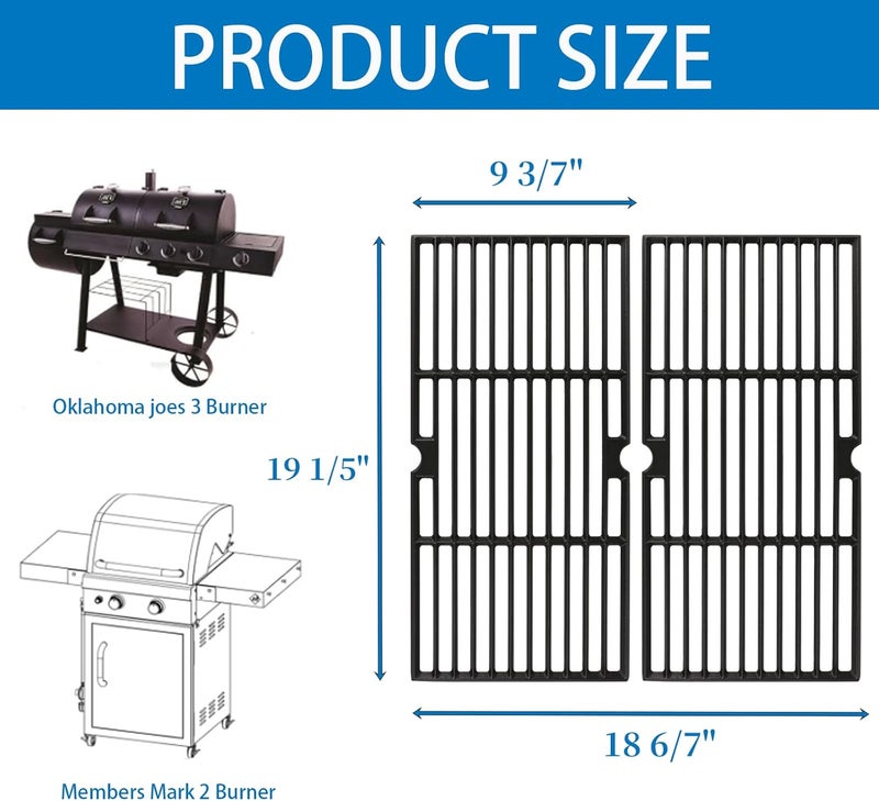 Utheer Cast Iron Grill Grates for Oklahoma Joe's Longhorn | Fit 12201767, 14201767, 18202083, 16202046, 15202029, Charcoal/Gas Smoker Compatible, Cast Iron Cooking Grids - Image 2