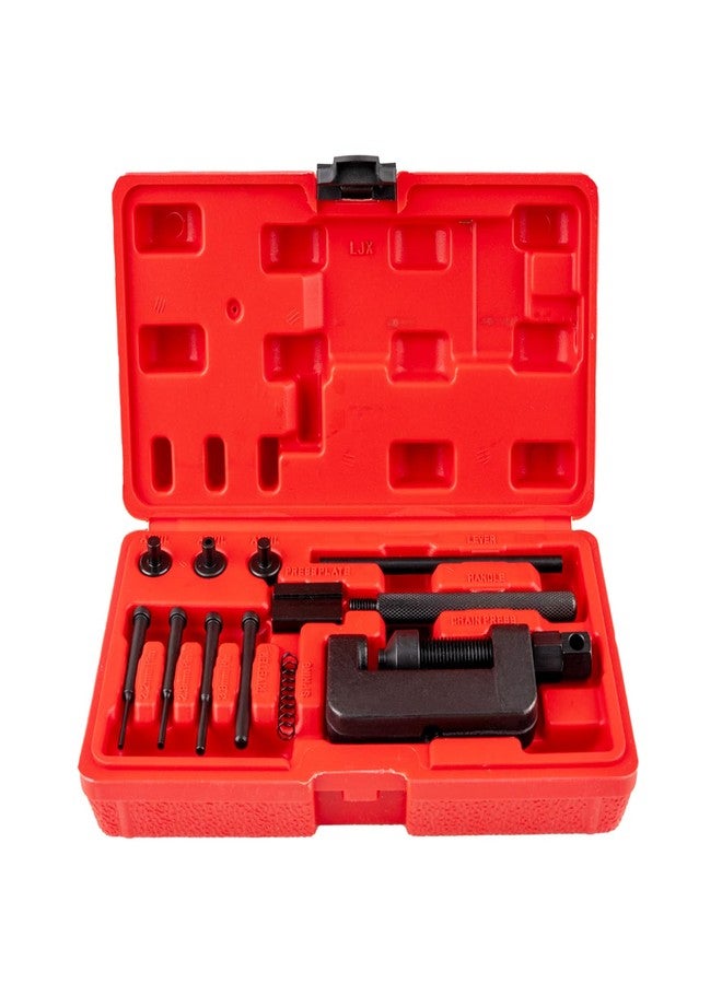 AJulyBee 13PCS Motorcycle Chain Breaker Tool Kit, AJulyBee Chain Rivet Tool Set - Heavy Duty Chain Cutter & Link Removal Tool for Bike, ATV - Image 1