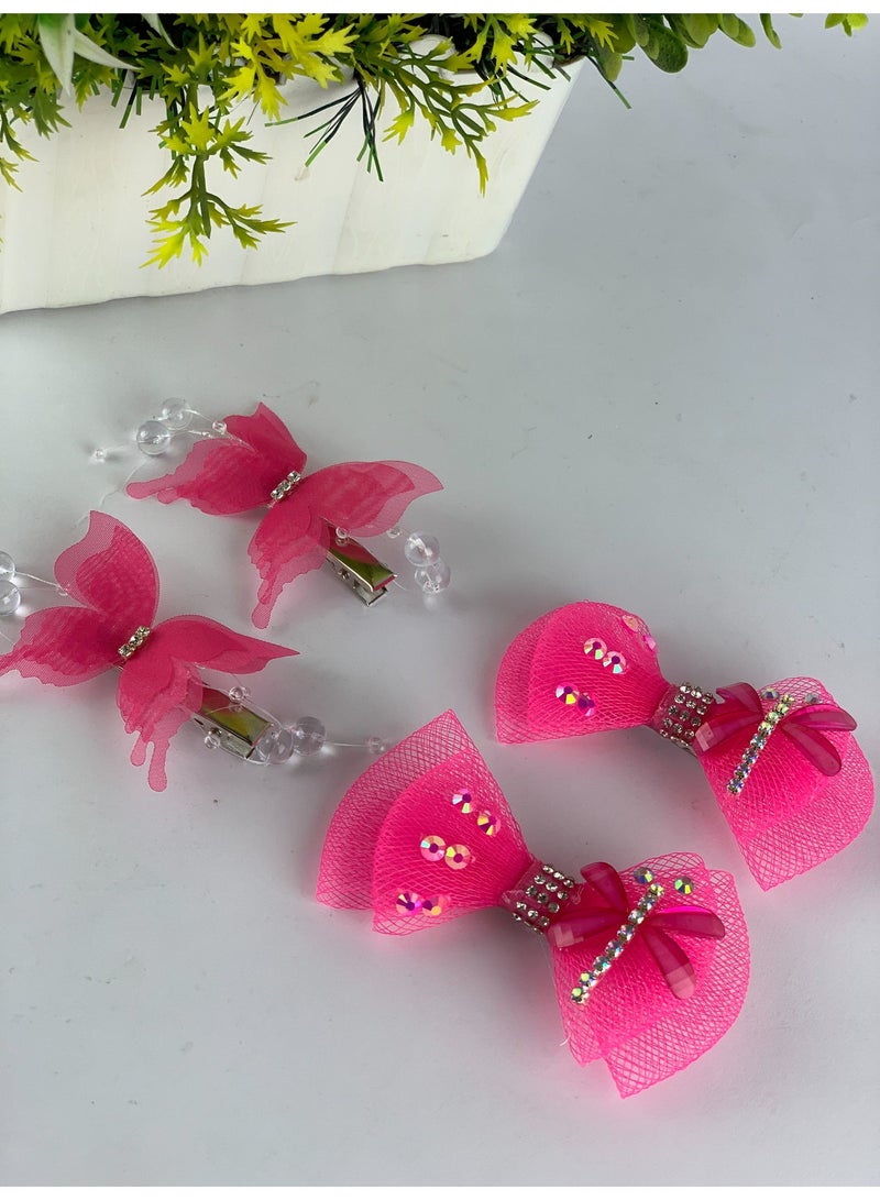 Girls Hair Clips Set (Bows & Butterflies) – 4 Pieces, Elegant Design & High Quality - Image 5