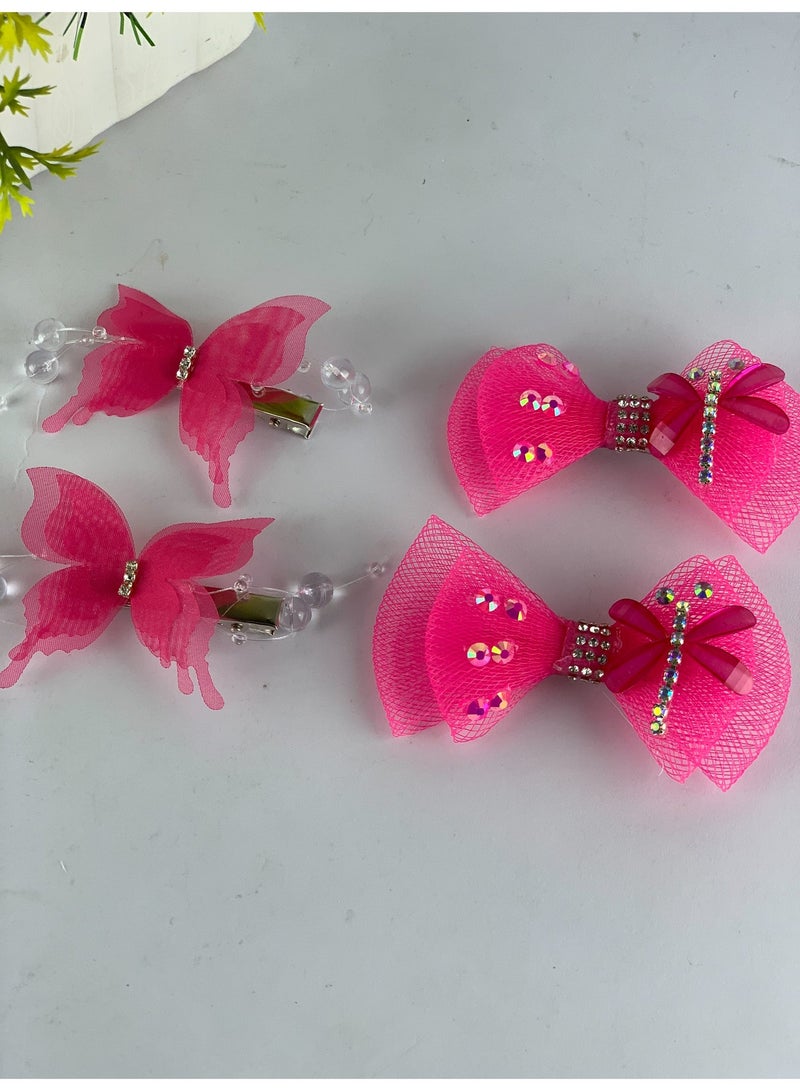 Girls Hair Clips Set (Bows & Butterflies) – 4 Pieces, Elegant Design & High Quality - Image 4
