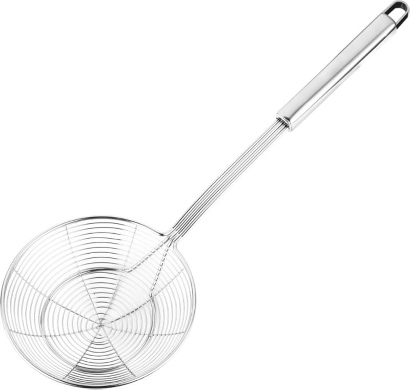 Hiware Solid Stainless Steel Spider Strainer Skimmer Ladle for Cooking and Frying, Kitchen Utensils Wire Strainer Pasta Strainer Spoon, 5.4 Inch