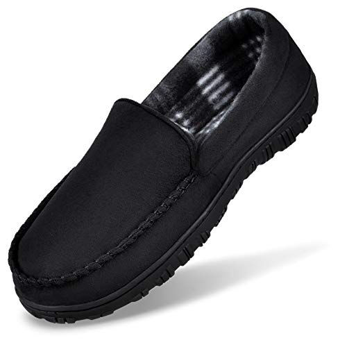 MIXIN Slippers for Men House Shoes Moccasin with Comfortable Memory Foam Indoor Outdoor black 10 - Image 1