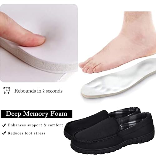MIXIN Slippers for Men House Shoes Moccasin with Comfortable Memory Foam Indoor Outdoor black 10 - Image 3