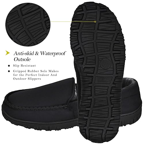 MIXIN Slippers for Men House Shoes Moccasin with Comfortable Memory Foam Indoor Outdoor black 10 - Image 4