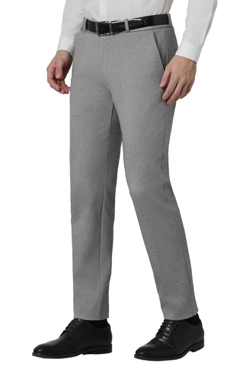 Peter England Men's Premium Formal Stretchable Knit Super Slim Fit Mid Rise Trouser | Comfort Lycra | 360-Degree Stretch Medium Grey - Image 2