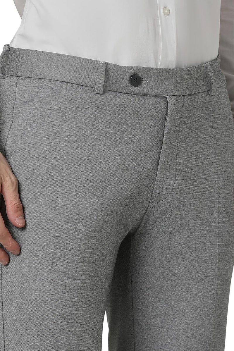 Peter England Men's Premium Formal Stretchable Knit Super Slim Fit Mid Rise Trouser | Comfort Lycra | 360-Degree Stretch Medium Grey - Image 5