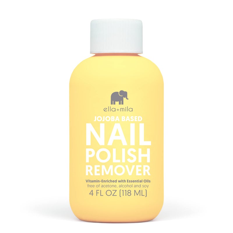 ella mila ella+mila Jojoba Nail Polish Remover - Non-Acetone, Non-Toxic Fingernail Polish Remover for Natural Nails - Vegan, Gentle Formula with Jojoba Oil & Vitamins A, C, E (4 fl oz) - Image 1
