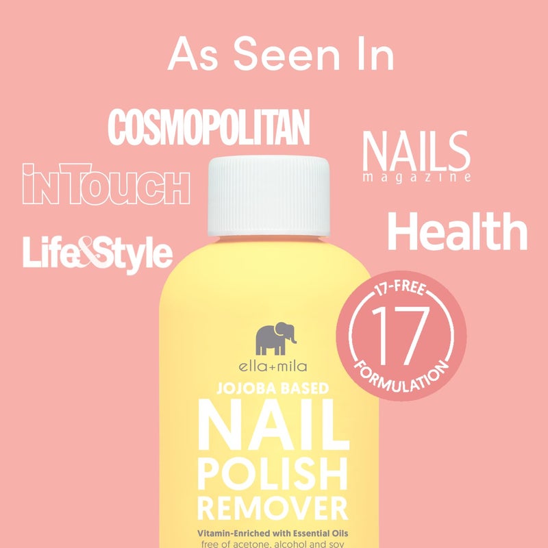 ella mila ella+mila Jojoba Nail Polish Remover - Non-Acetone, Non-Toxic Fingernail Polish Remover for Natural Nails - Vegan, Gentle Formula with Jojoba Oil & Vitamins A, C, E (4 fl oz) - Image 3