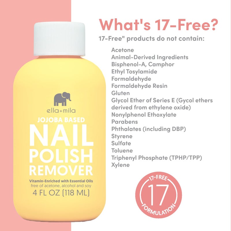 ella mila ella+mila Jojoba Nail Polish Remover - Non-Acetone, Non-Toxic Fingernail Polish Remover for Natural Nails - Vegan, Gentle Formula with Jojoba Oil & Vitamins A, C, E (4 fl oz) - Image 5