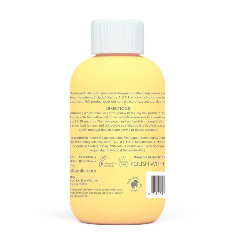 ella mila ella+mila Jojoba Nail Polish Remover - Non-Acetone, Non-Toxic Fingernail Polish Remover for Natural Nails - Vegan, Gentle Formula with Jojoba Oil & Vitamins A, C, E (4 fl oz) - Image 2