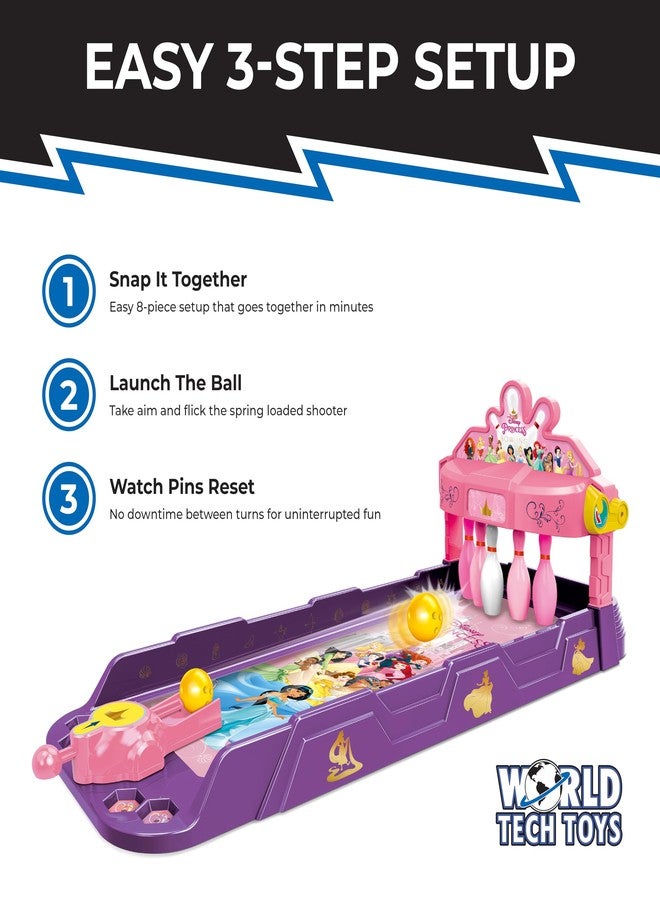 World Tech Toys Disney Princesses Tabletop Bowling Game, Spring Launcher, Auto-Reset Pins - Image 4