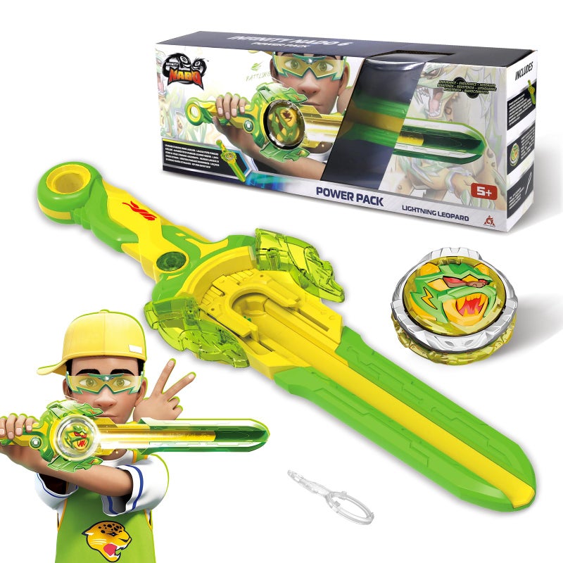 INFINITY NADO Battling Toys Spinning Top and Sword Launcher Battle Set Toys for Kids Battle Brust Sword Top Toys for 5 6 7 8 9 10 11 12 Year Old Boys Lightning Leopard - Image 2