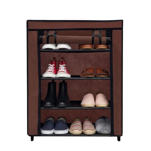 PHILOSHOP Multipurpose| 5 Layer Shoe Rack for Home Improvement Furniture & Adjustable Shelf| Chappal Stand| Brown - Image 3