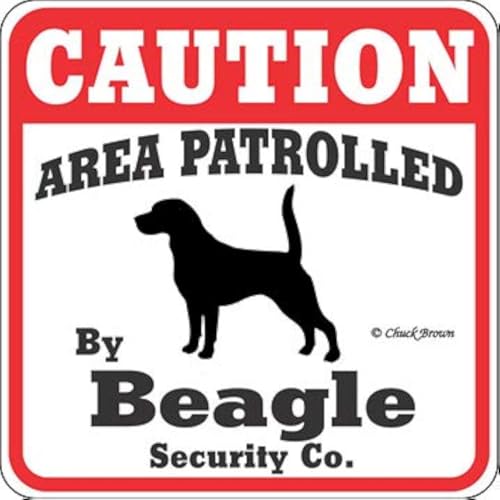 signs up Dog Yard Sign Caution Area Patrolled by Beagle Security Company - Image 1