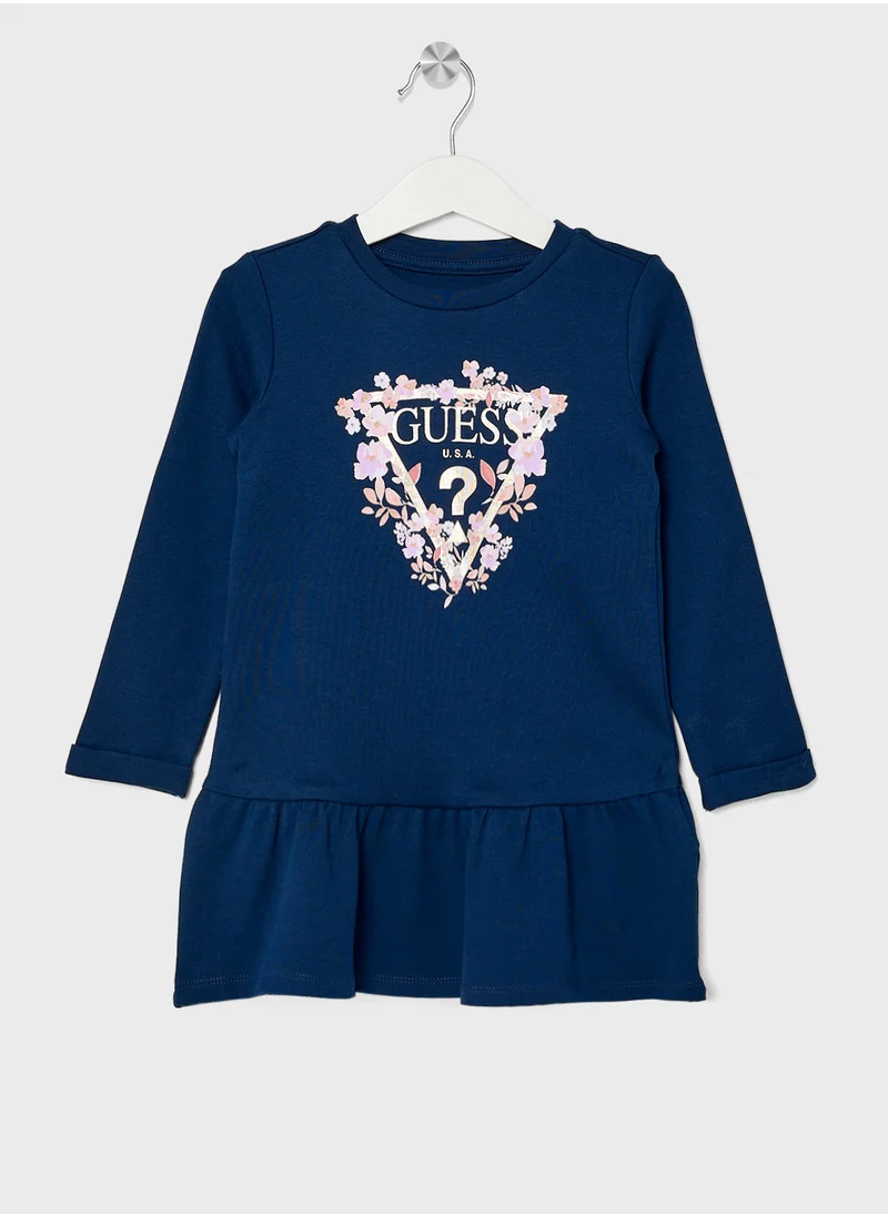 جس Kids Long Sleeve Interlock Dress