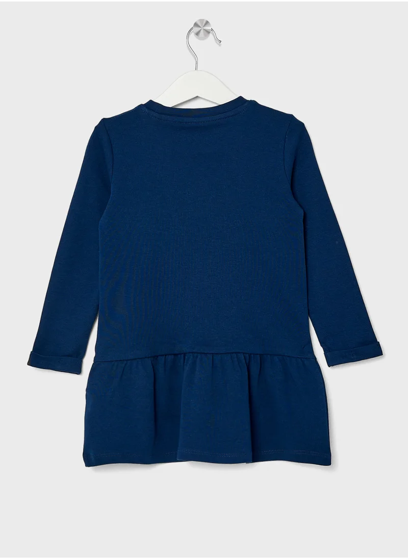 جس Kids Long Sleeve Interlock Dress